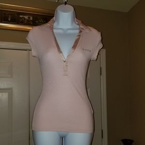 Blush pink bebe collard shirt
